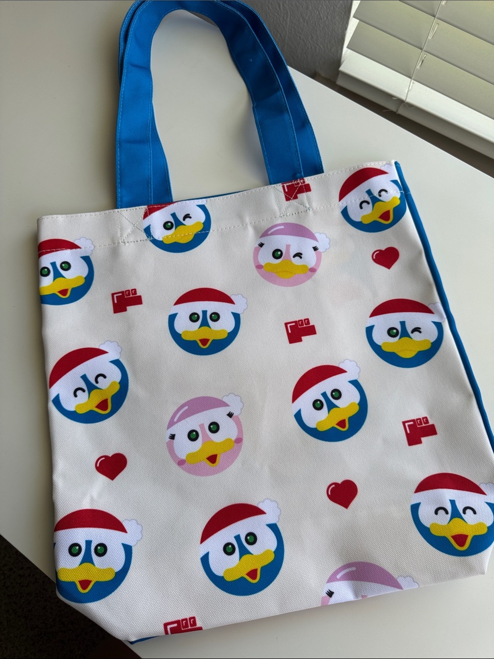 Japan icon store - Don Quijote Penguin Tote Bag in Blue, White, Yellow